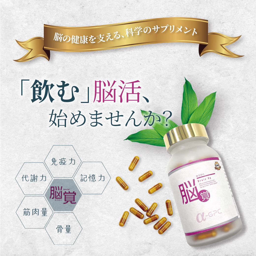 脳覚 Brain Up α-GPCサプリメントで記憶力・集中力をサポート